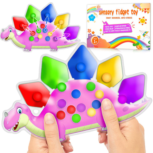 UIIOPJIOM pink dinosaur color-sorting toy close-up for color recognition