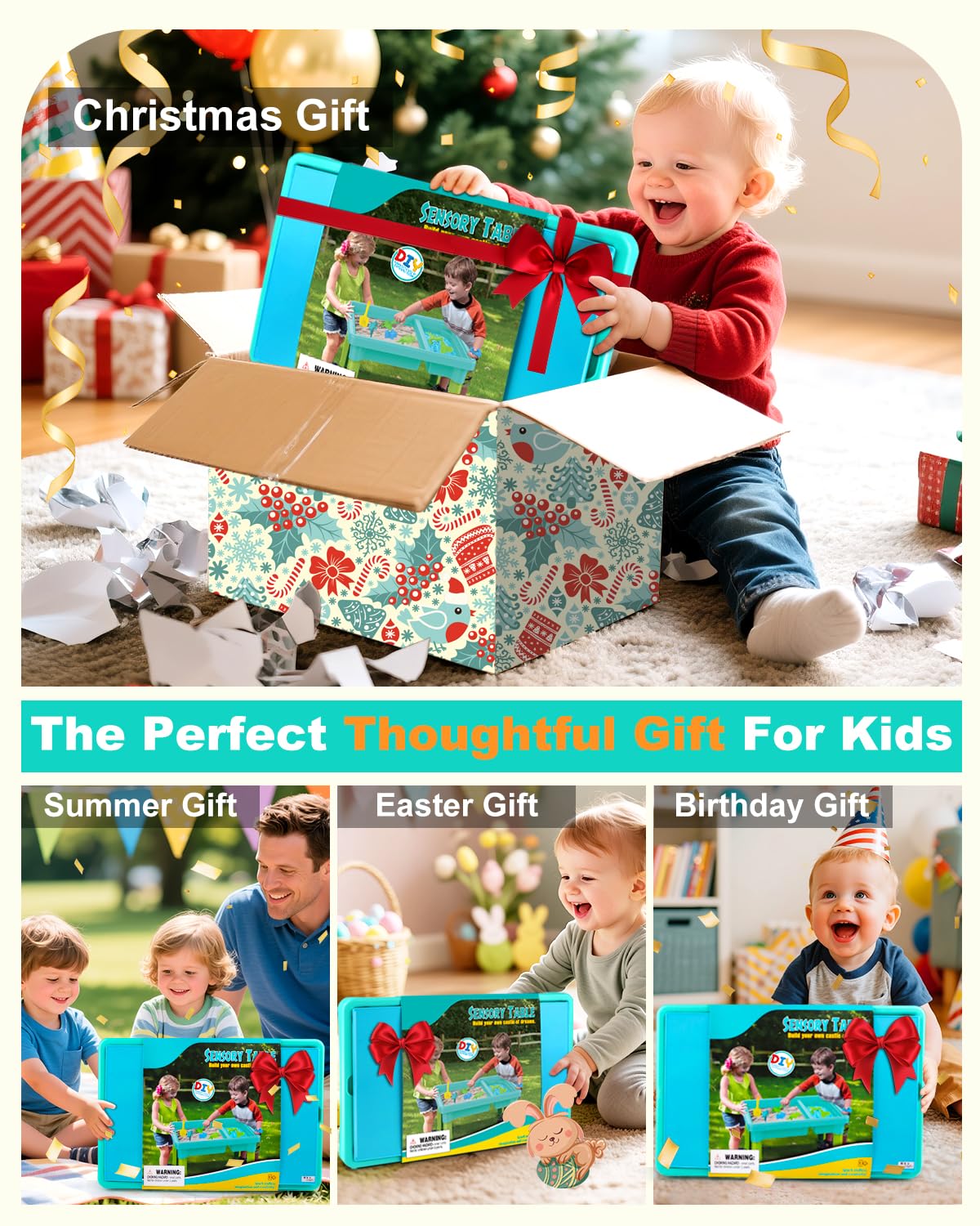 Uiopy Sandbox Kit storage bins and foldable design simplify cleanup.