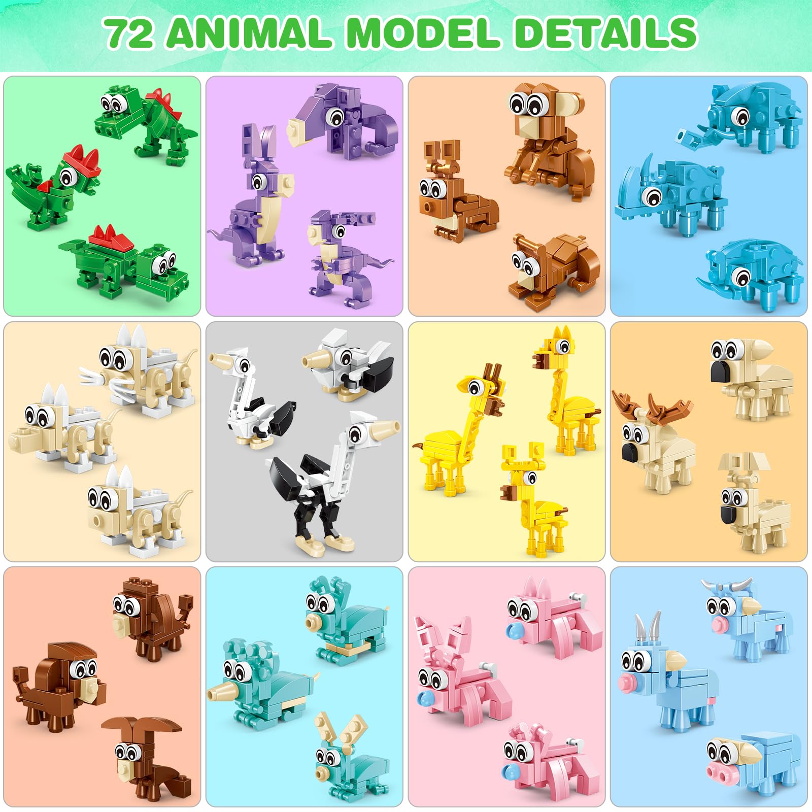Uiqozok colorful mini animals with transformable play for classrooms