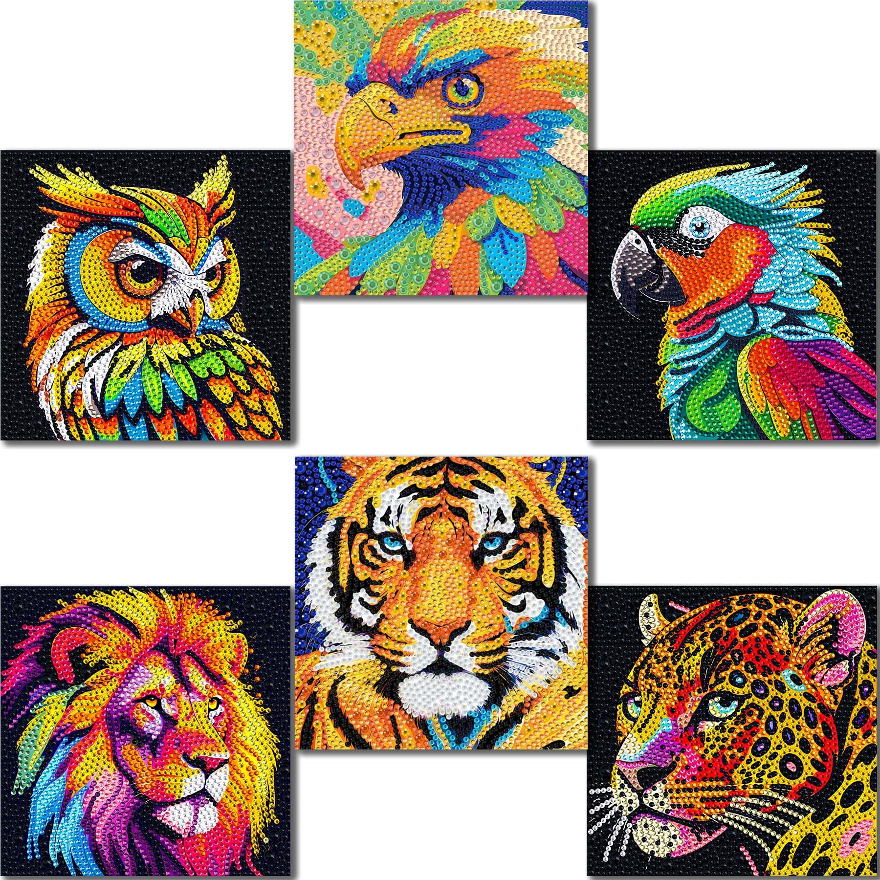 UiSdfuy Diamond Art Tiger canvas for kids with bright, sparkly details