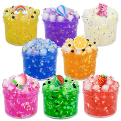 UIVIEHIR Jelly Cube Clear Slime Kit 8 Pack—vibrant cubes for creative play.