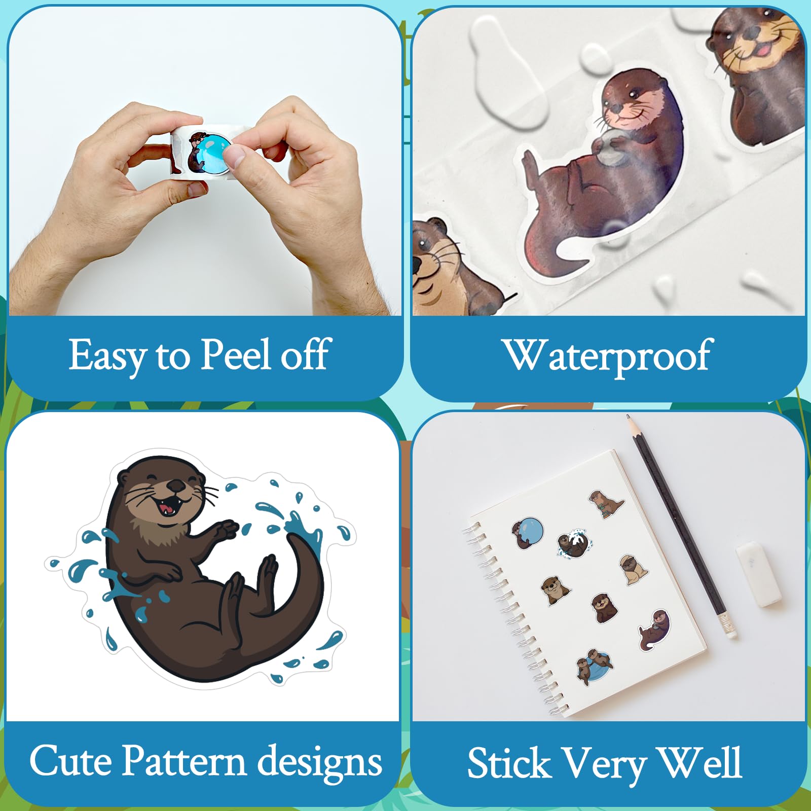 Ukudol otter stickers for water bottles with waterproof finish