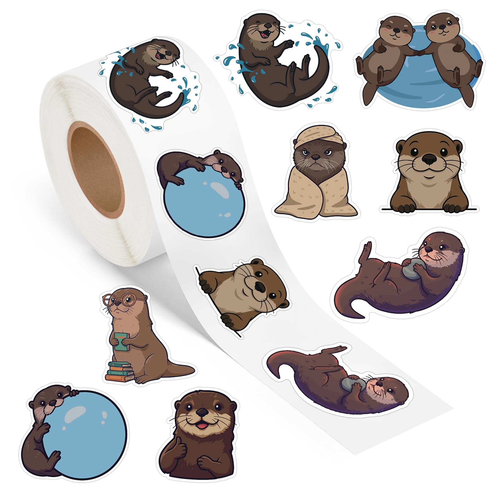 Ukudol otter stickers roll 500pcs for versatile decorating on many surfaces