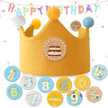 Ulibanner birthday crown ginger-yellow worn by a child for a festive photoshoot