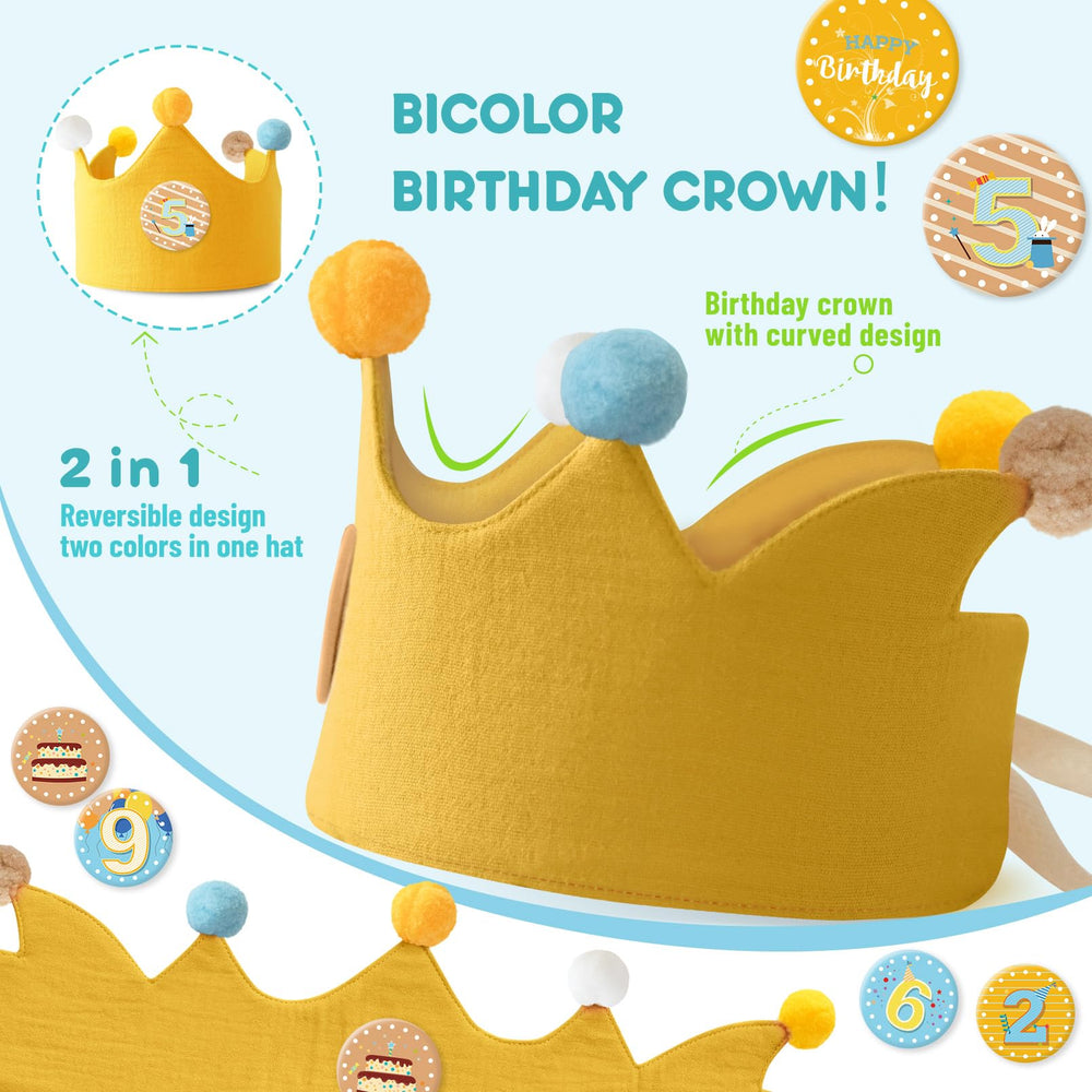Ulibanner birthday crown with removable numbers shown for age customization