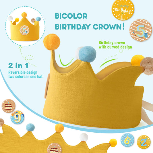 Ulibanner birthday crown with removable numbers shown for age customization