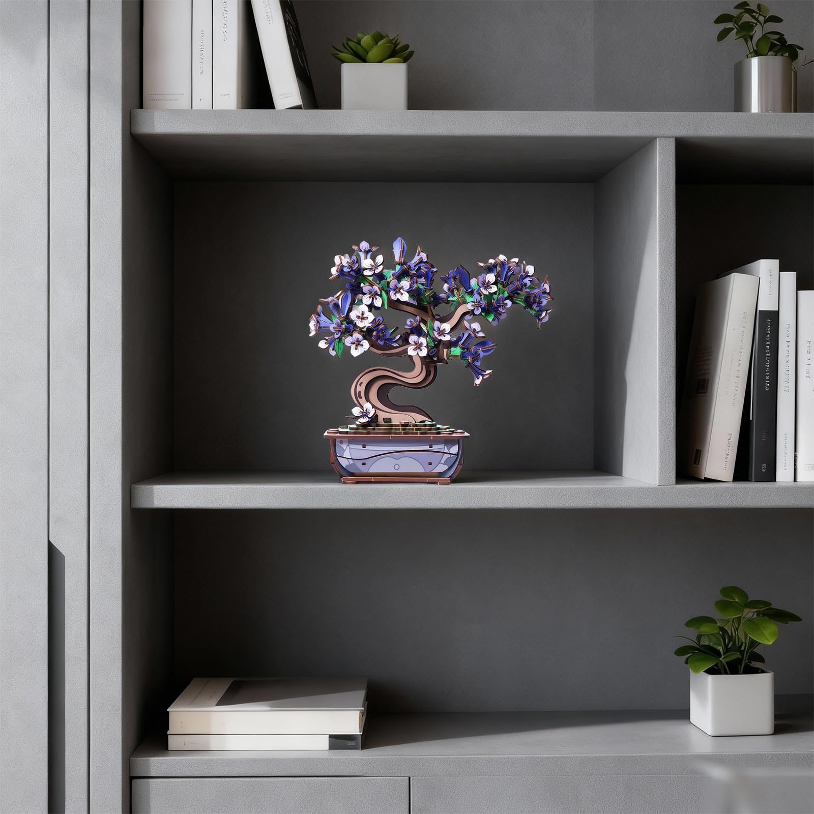Ulieer desk or shelf decor puzzle enhances spaces with warm, natural charm.