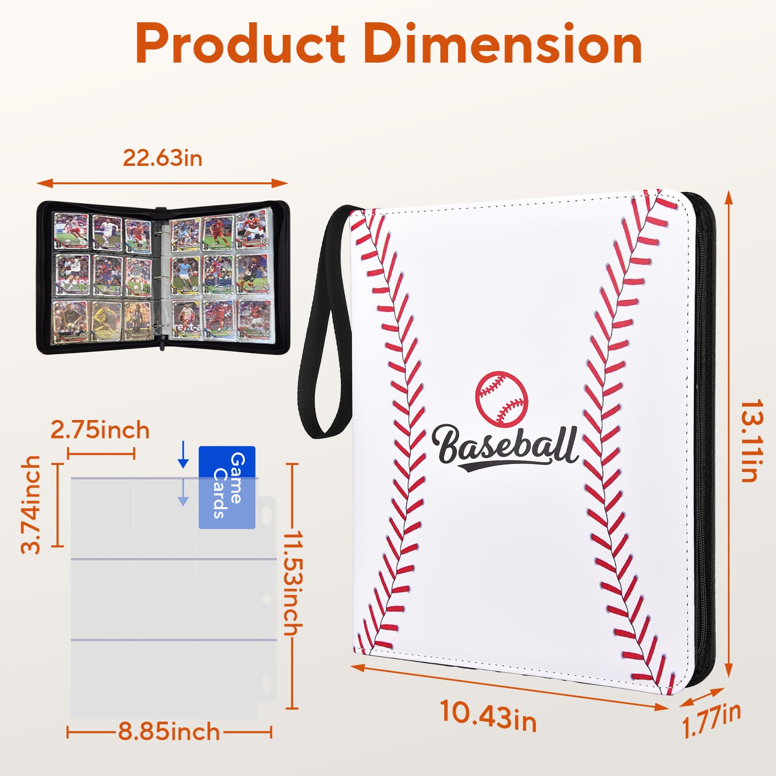 ULLTOON baseball card binder zipper closure enables secure transport