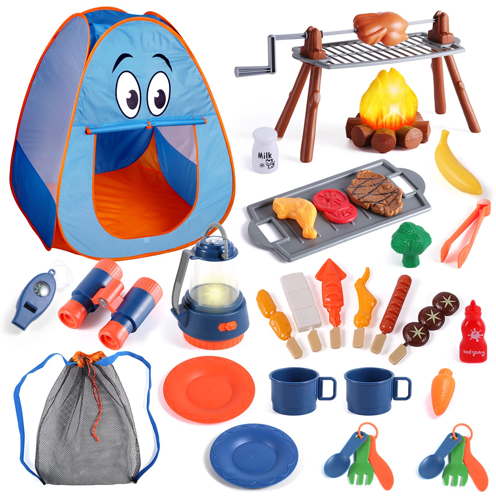 ULOVEME kids camping set tent provides a roomy space for two toddlers indoors or outdoors.
