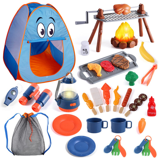 ULOVEME kids camping set tent provides a roomy space for two toddlers indoors or outdoors.