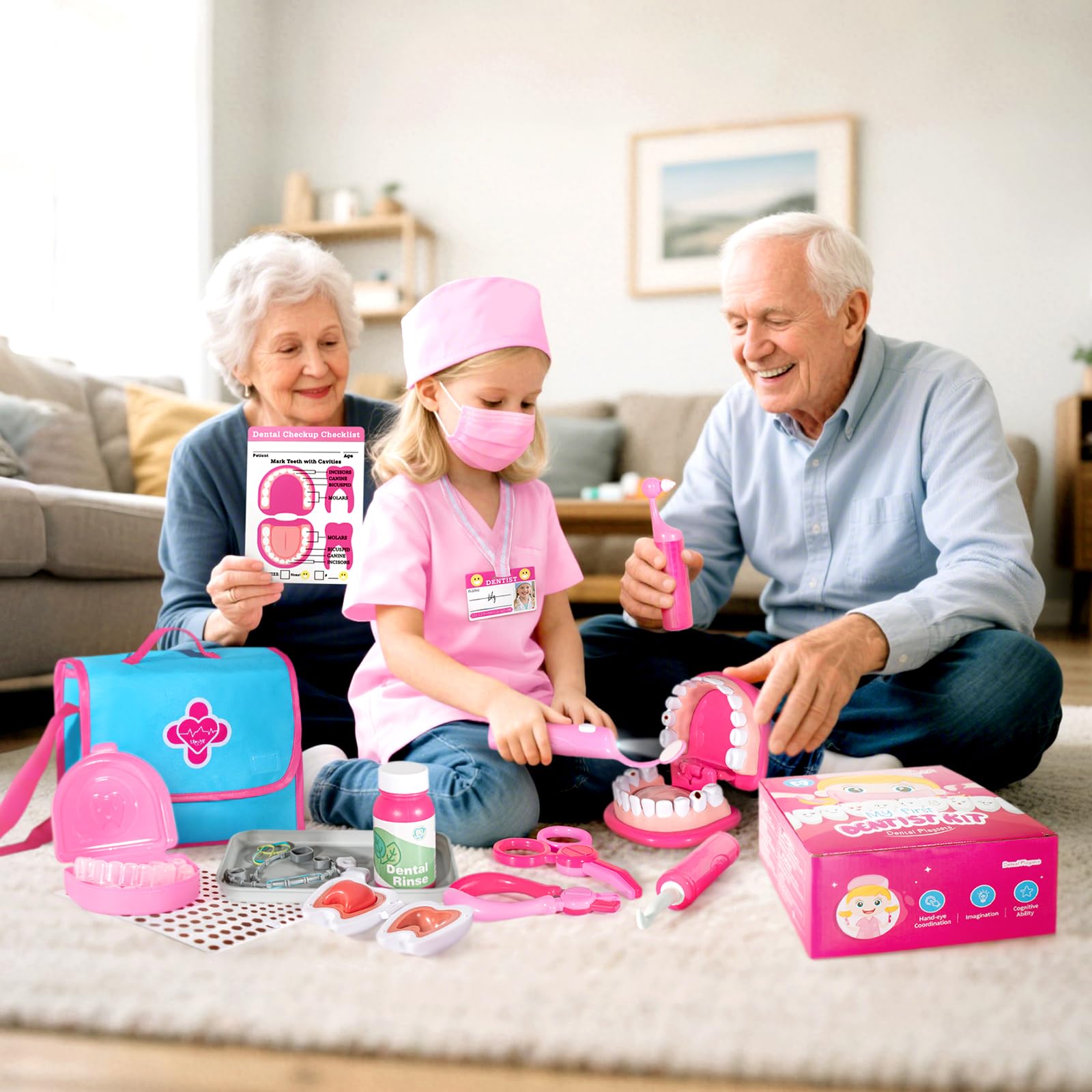 ULOVEME Pink Doctor Kit with removable teeth enabling hands-on practice for kids