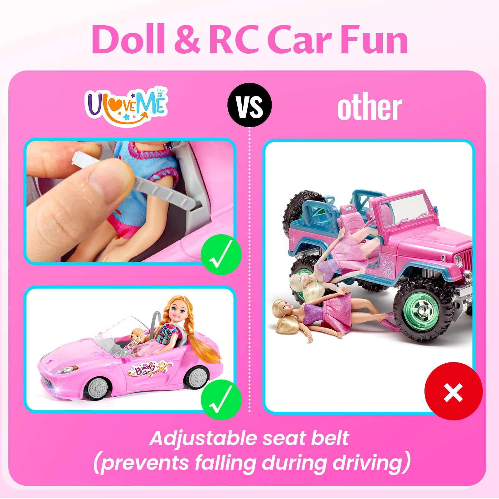 ULOVEME 2.4GHz RC car interference-free operation with other cars.