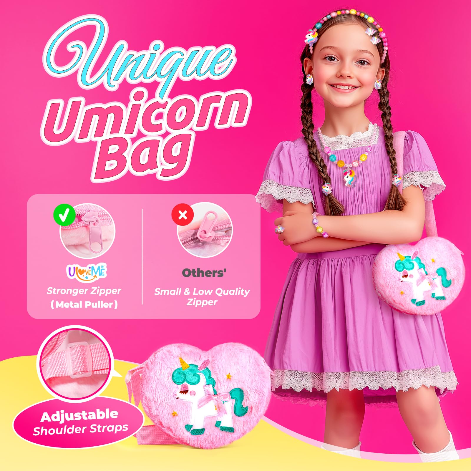 ULOVEME Unicorn-themed makeup colors that wash off easily after pretend beauty sessions.