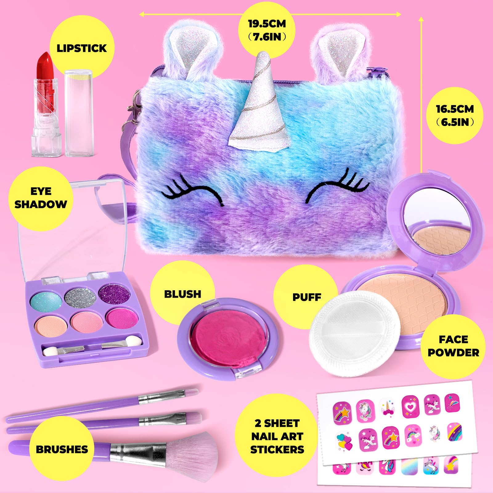 ULOVEME unicorn-themed makeup kit lay-flat case for organized playtime.