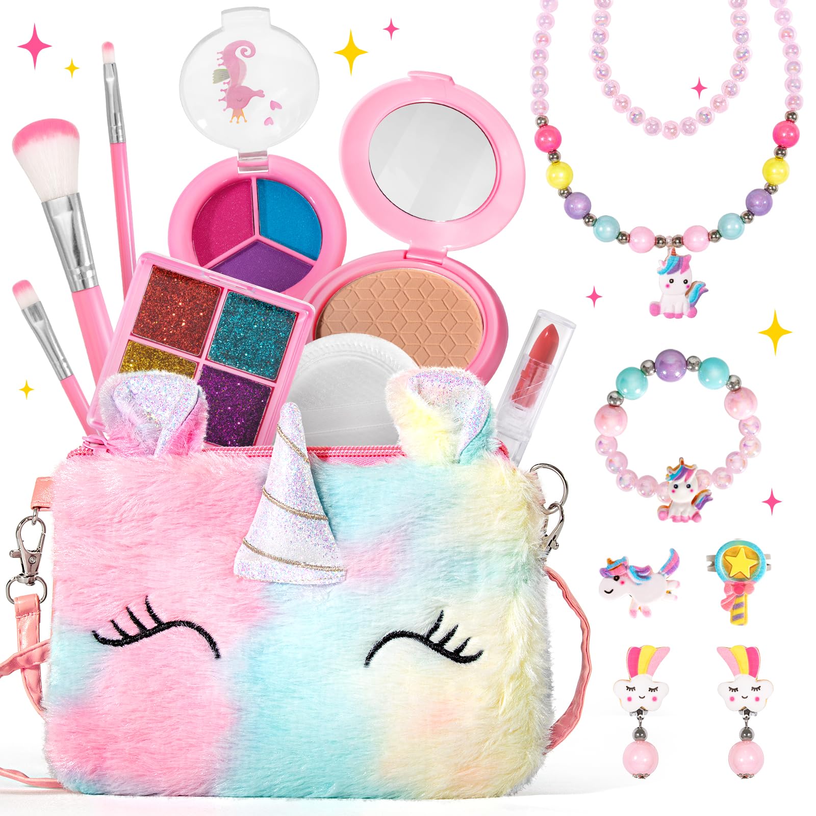 ULOVEME Unicorn Makeup Kit color palette for safe, washable play