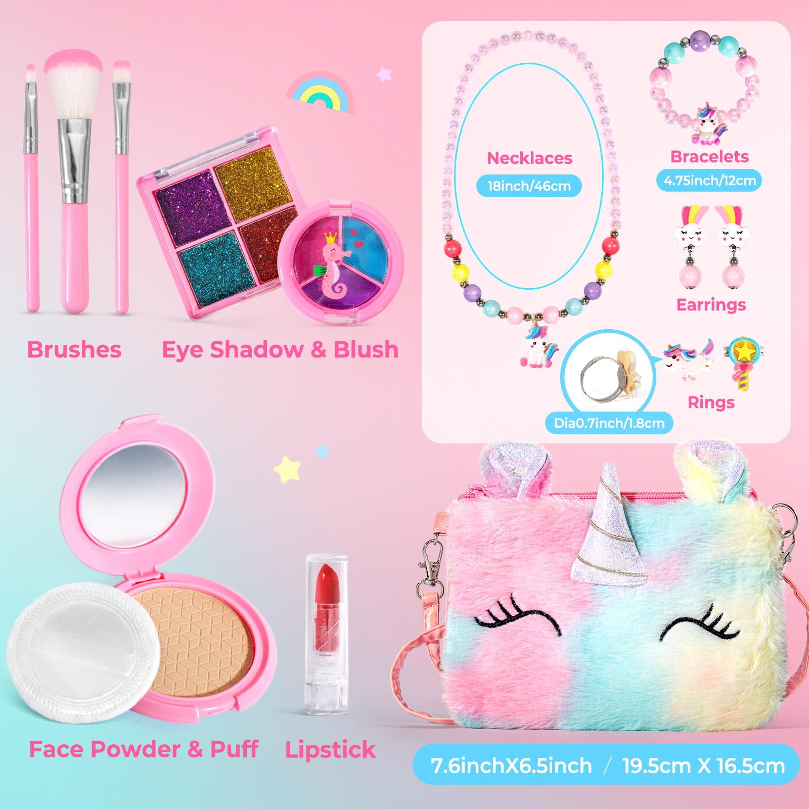 ULOVEME Unicorn Makeup Kit kid applying makeup during playtime