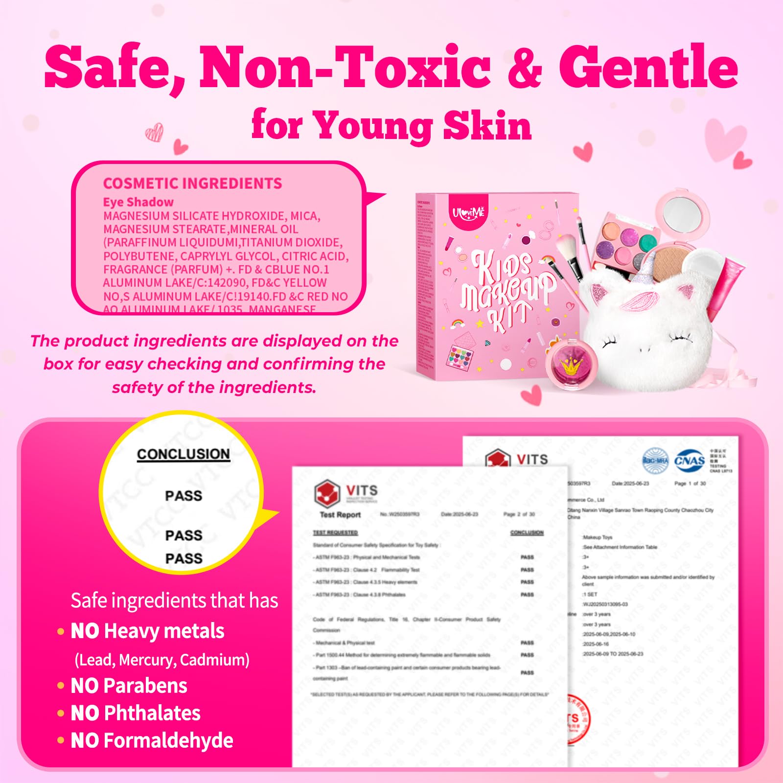 ULOVEME washable makeup for girls is easy to rinse after play.