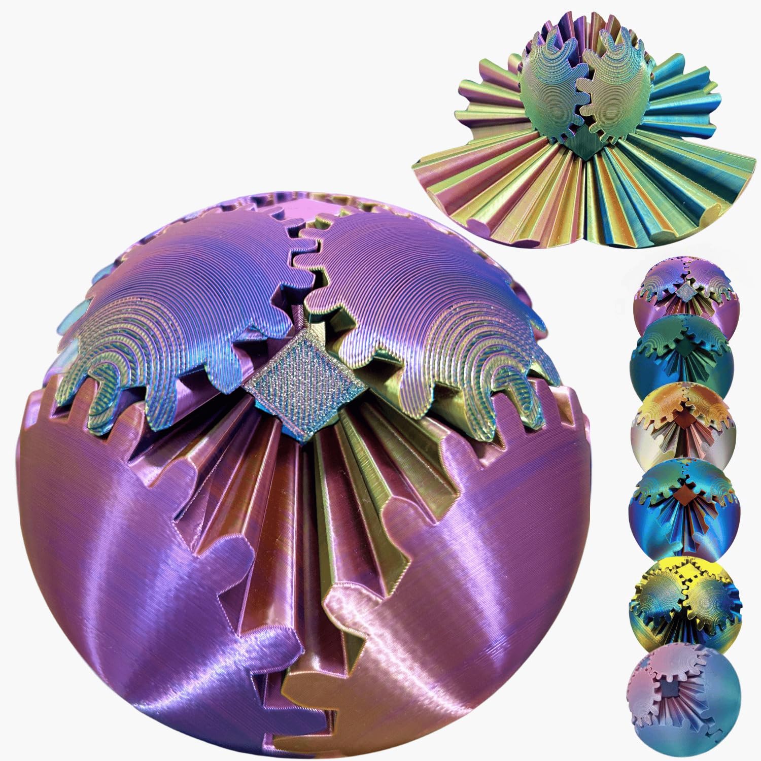 ULTHOOL Gear Ball 3D printed close-up showing smooth surface for stress-relief play