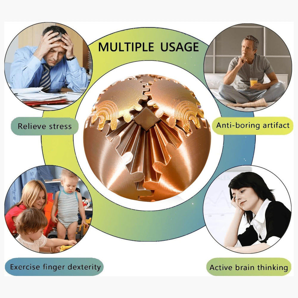 ULTHOOL Gear Ball desk toy depicting stress relief during work or study sessions