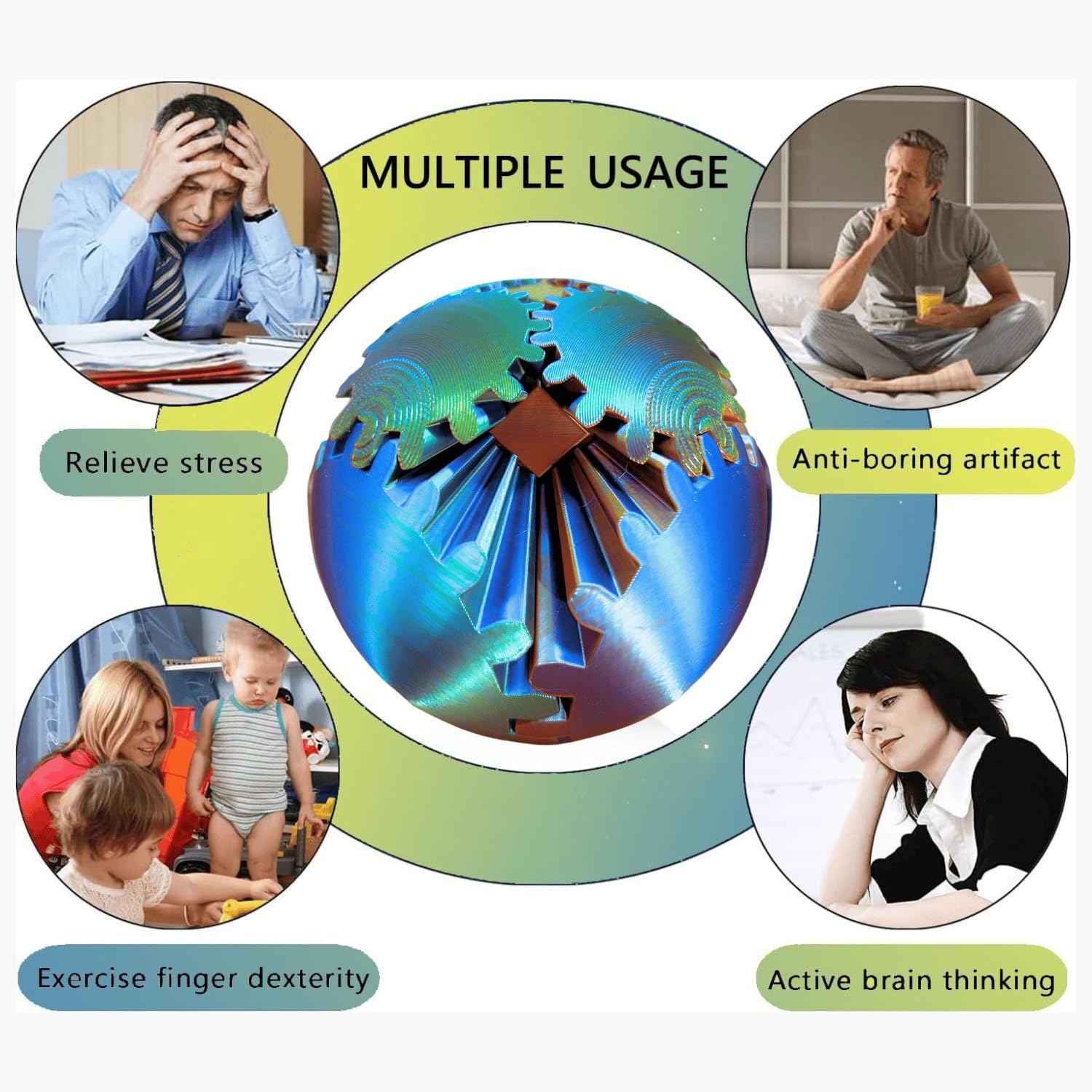 ULTHOOL Gear Sphere desk toy enhances focus during breaks and meetings.