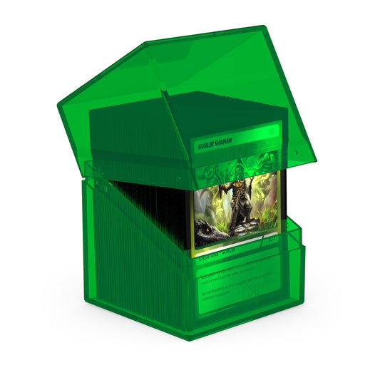 Ultimate Guard Boulder 100+ Clear deck case emerald – open view for quick access