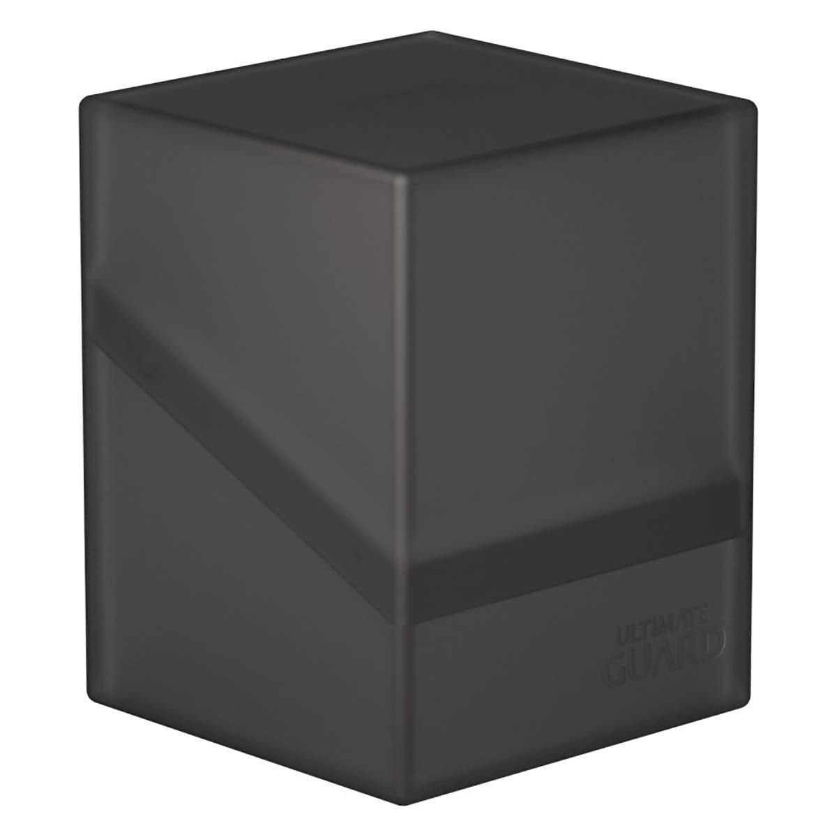 Ultimate Guard Boulder 100+ deck case in Onyx, outer view highlights rugged durability for card storage.