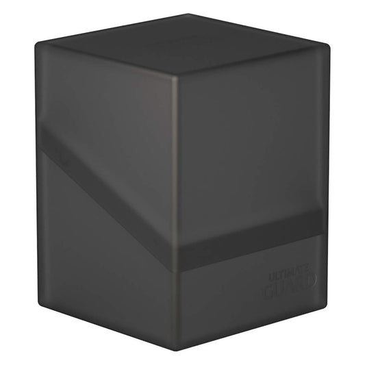 Ultimate Guard Boulder 100+ deck case in Onyx, outer view highlights rugged durability for card storage.