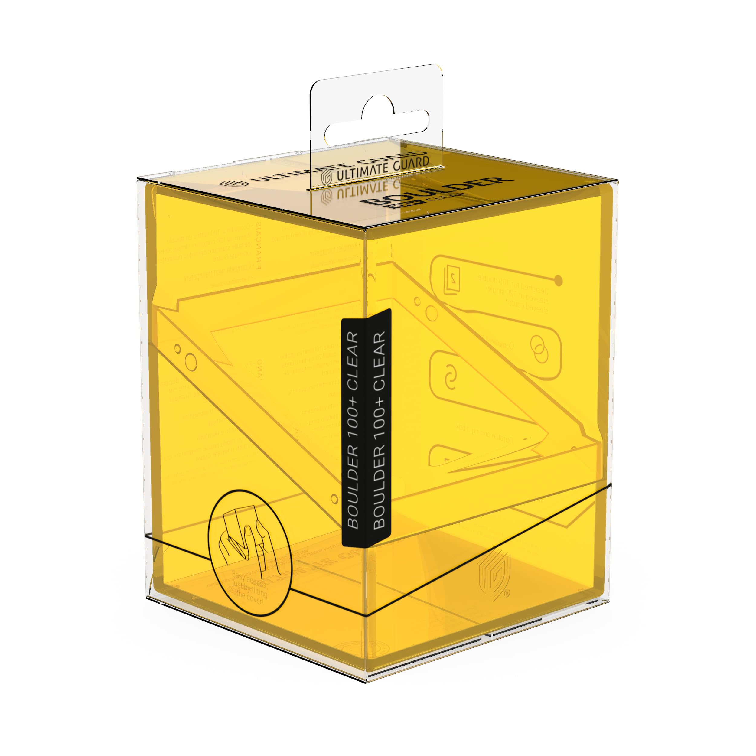 Ultimate Guard Boulder 100+ Clear Deck Case amber secure closure protects your deck.