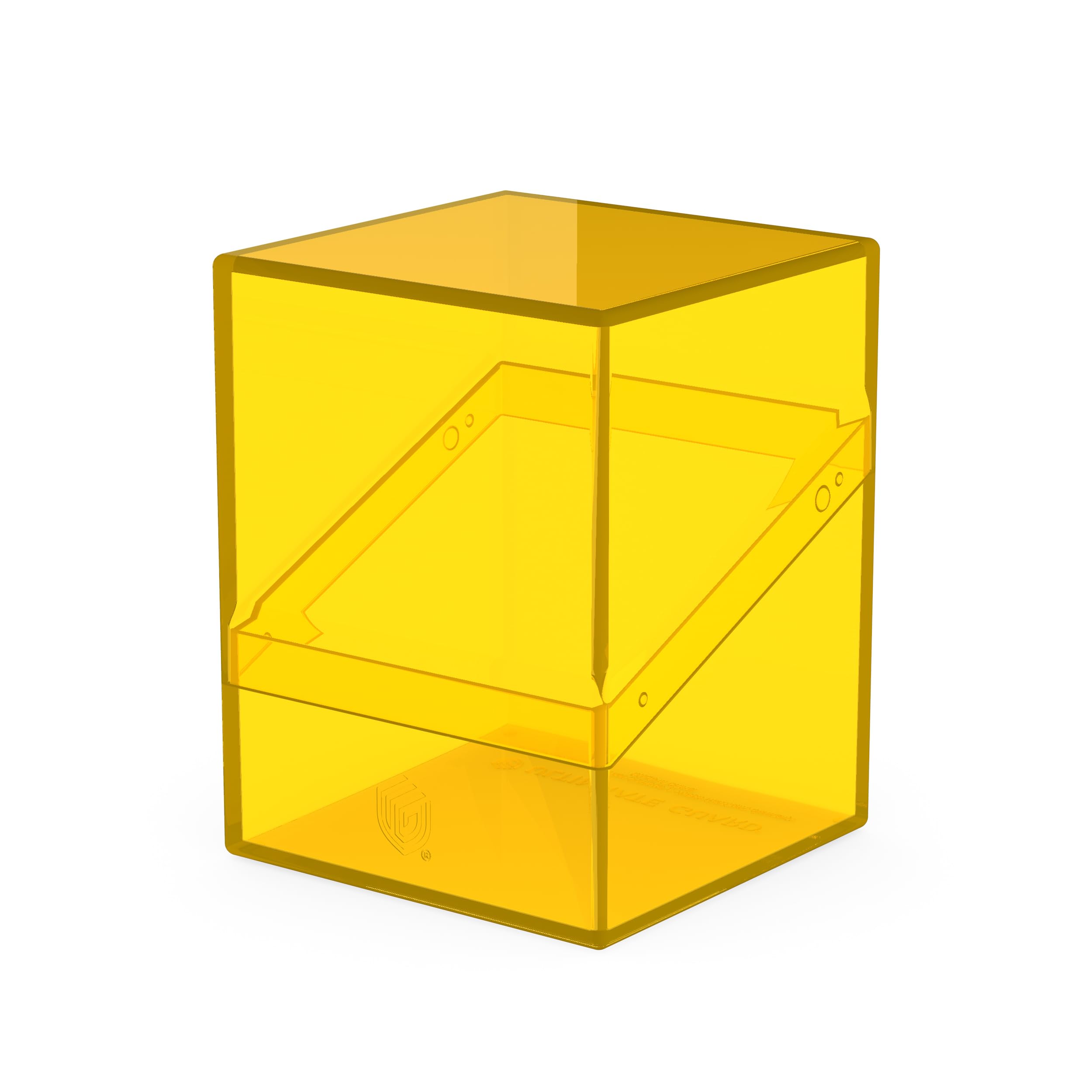 Ultimate Guard Boulder 100+ Clear Deck Case amber stable base for upright display.