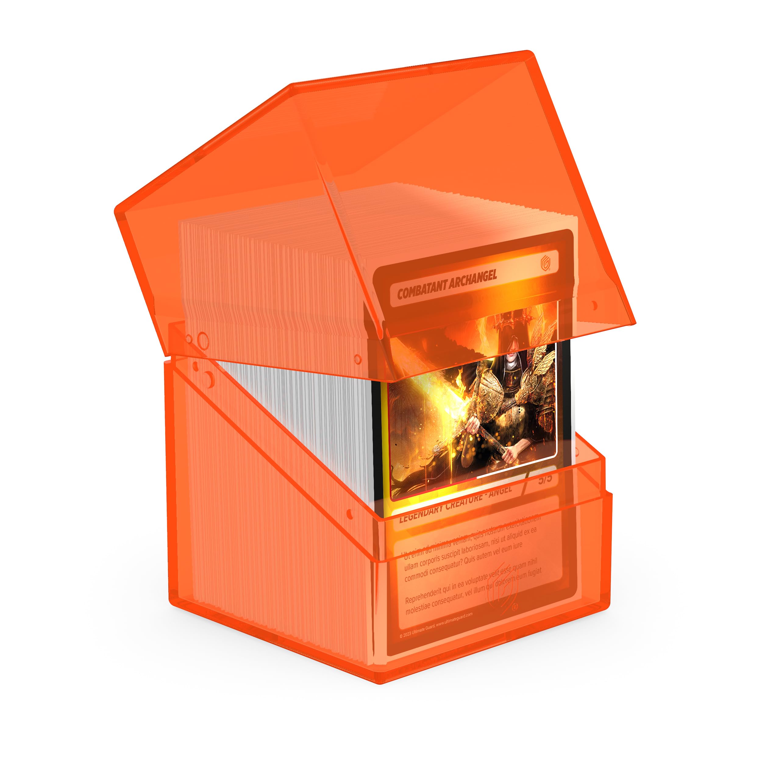 Ultimate Guard Boulder 100+ Clear deck case closed: secure closure keeping decks protected.