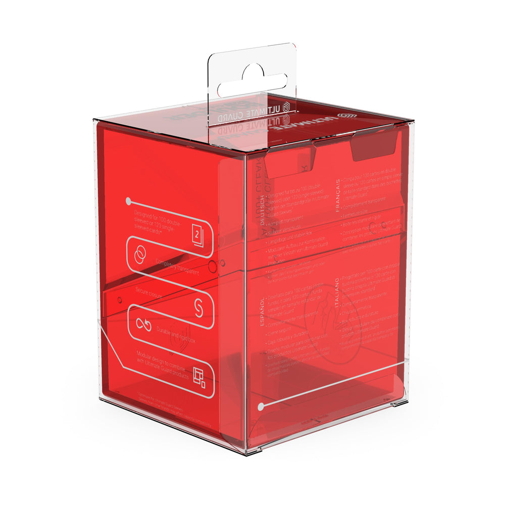 Ultimate Guard Boulder 100+ Clear deck case secure closure for travel.
