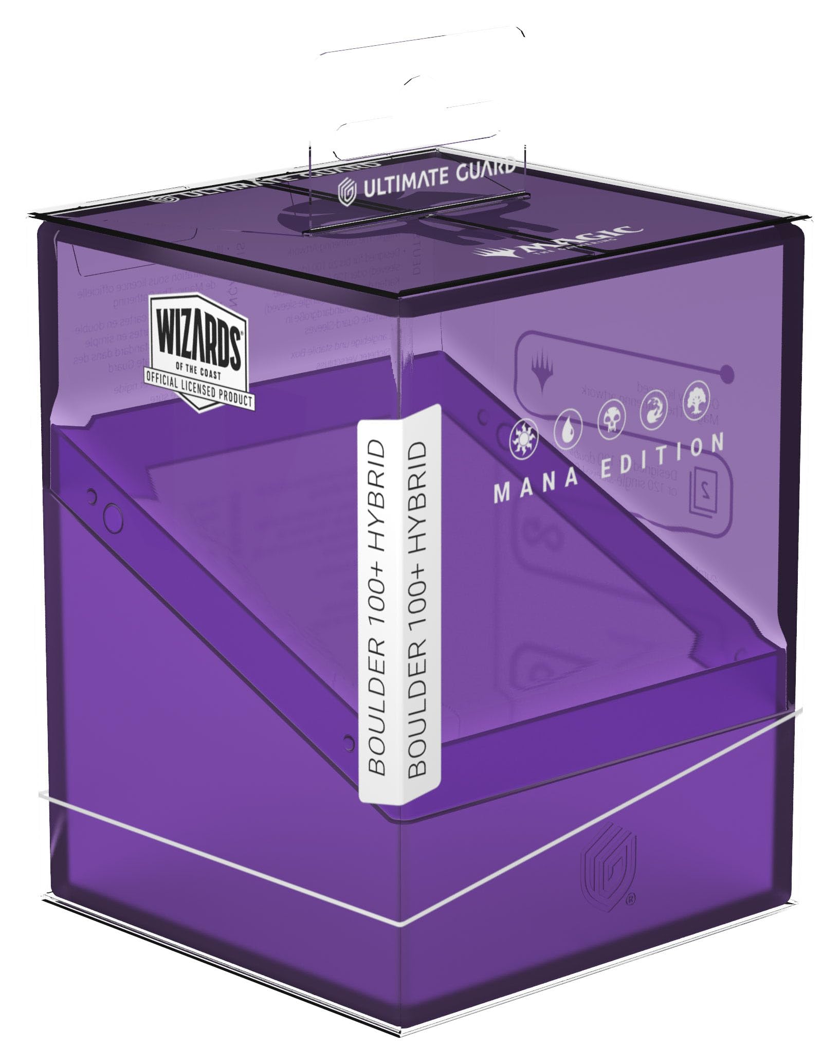 Ultimate Guard Boulder 100+ Hybrid capacity supports 100 double-sleeved cards or 120 singles.