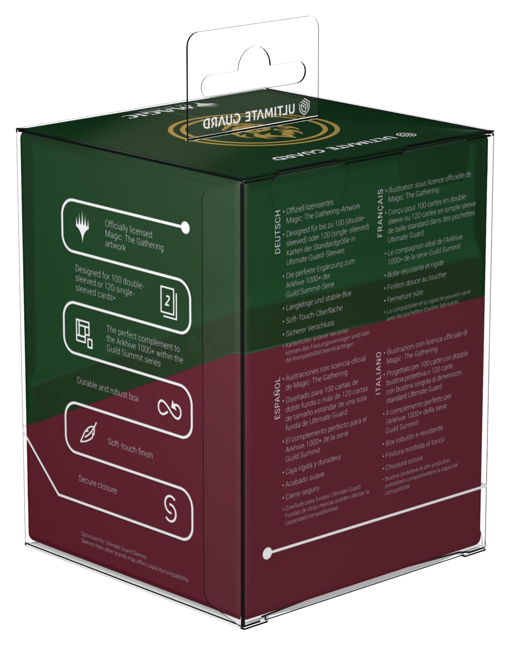 Ultimate Guard Boulder 100+ fits up to 100 double-sleeved cards.
