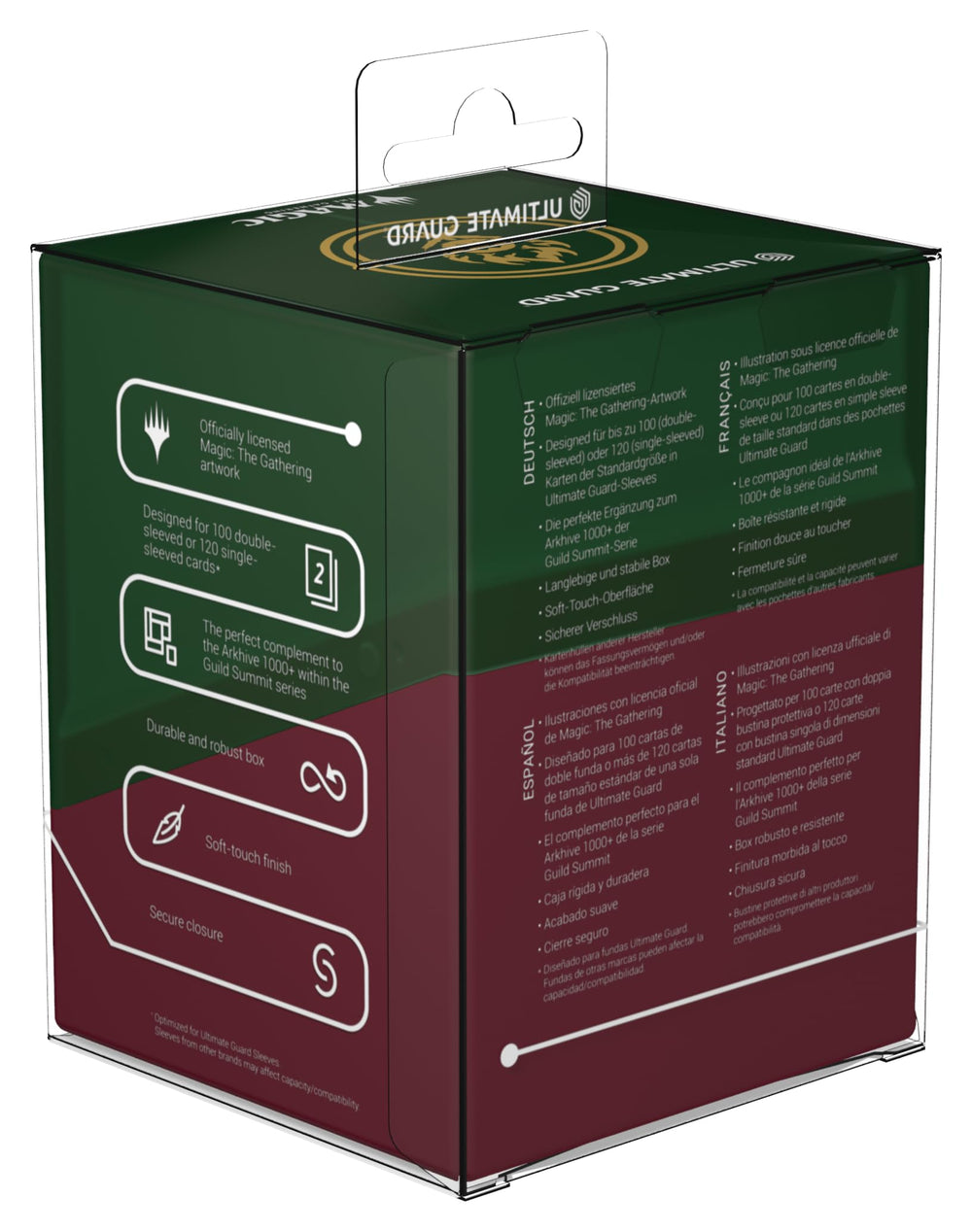 Ultimate Guard Boulder 100+ fits up to 100 double-sleeved cards.