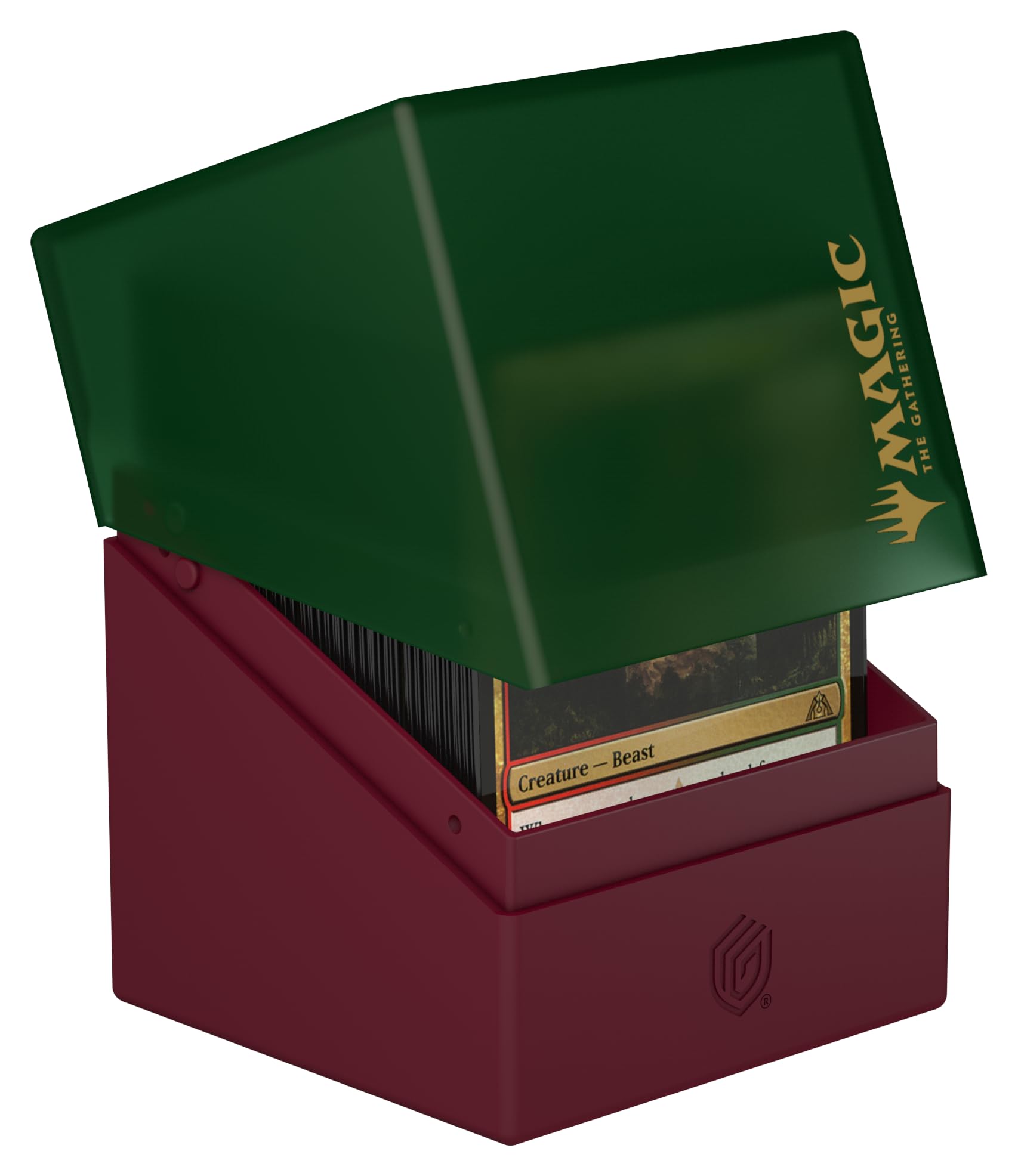 Ultimate Guard Boulder 100+ box lid open reveals rigid interior for protection.