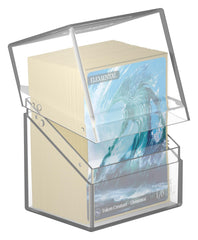 Ultimate Guard Boulder 80+ Classic deck case open lid reveals organized double-sleeved cards.