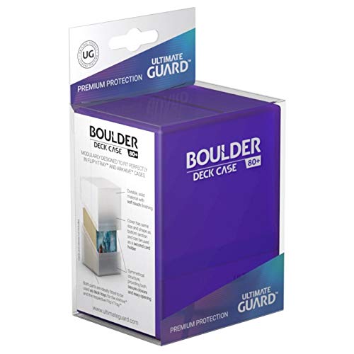 Ultimate Guard Boulder amethyst color close-up, premium protective storage for TCG decks.