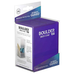 Ultimate Guard Boulder amethyst color close-up, premium protective storage for TCG decks.