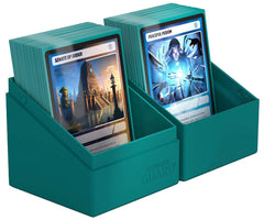 Ultimate Guard Boulder Solid 100+ deck case petrol interior with cards in sleeves