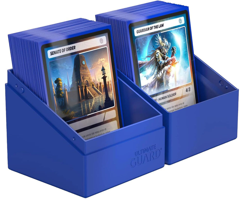 Ultimate Guard Boulder Solid 100+ blue closed case demonstrates durable, private containment.