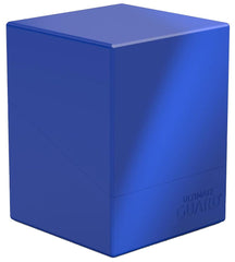 Ultimate Guard Boulder Solid 100+ blue front view shows secure case for double-sleeved cards.