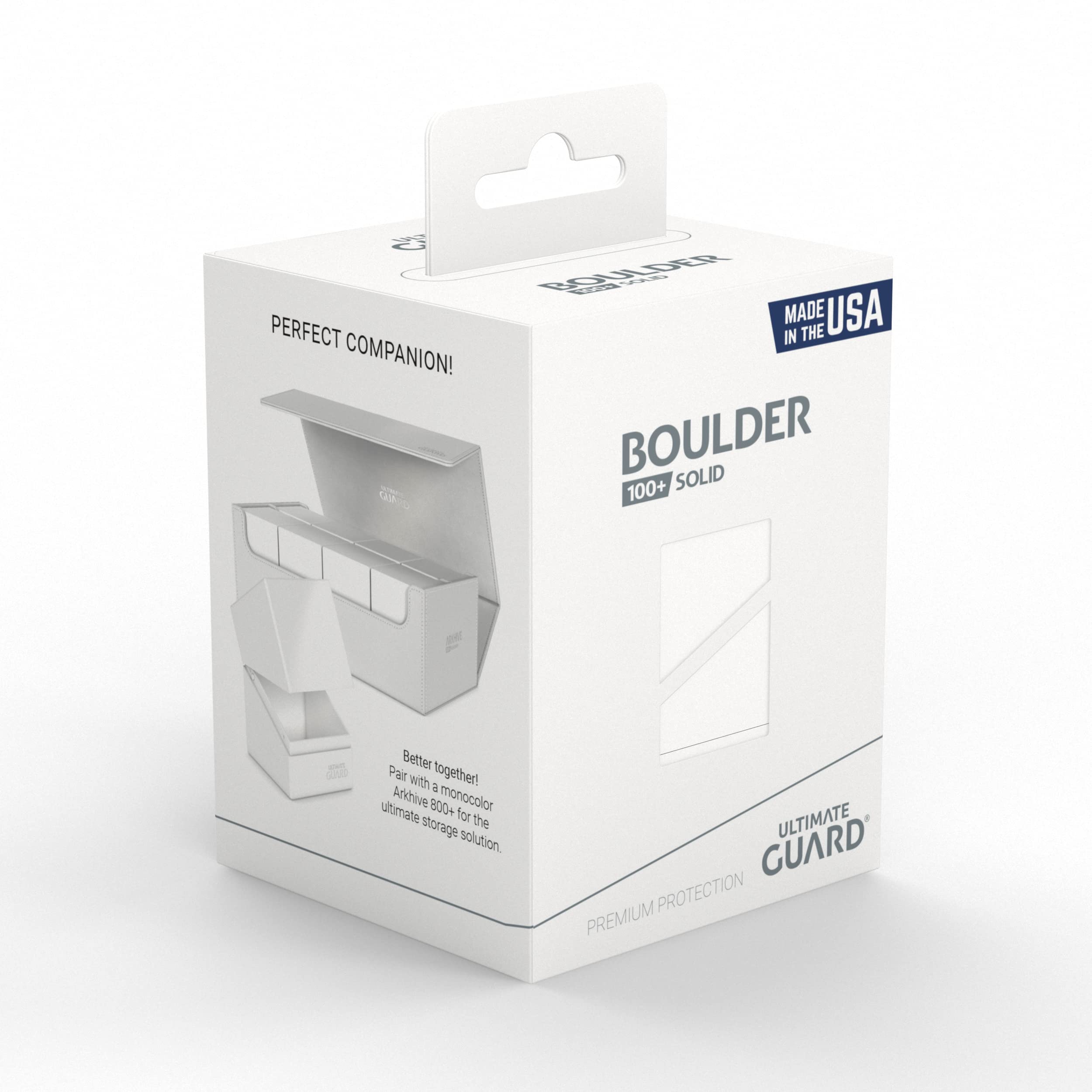 Ultimate Guard Boulder Solid 100+ deck case white travel-ready and tournament-friendly protection