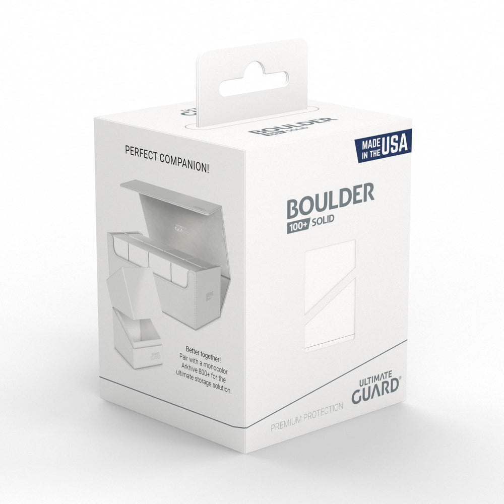 Ultimate Guard Boulder Solid 100+ deck case white travel-ready and tournament-friendly protection