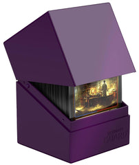 Closeup of the latch on the Ultimate Guard Boulder Solid 100+ purple deck case