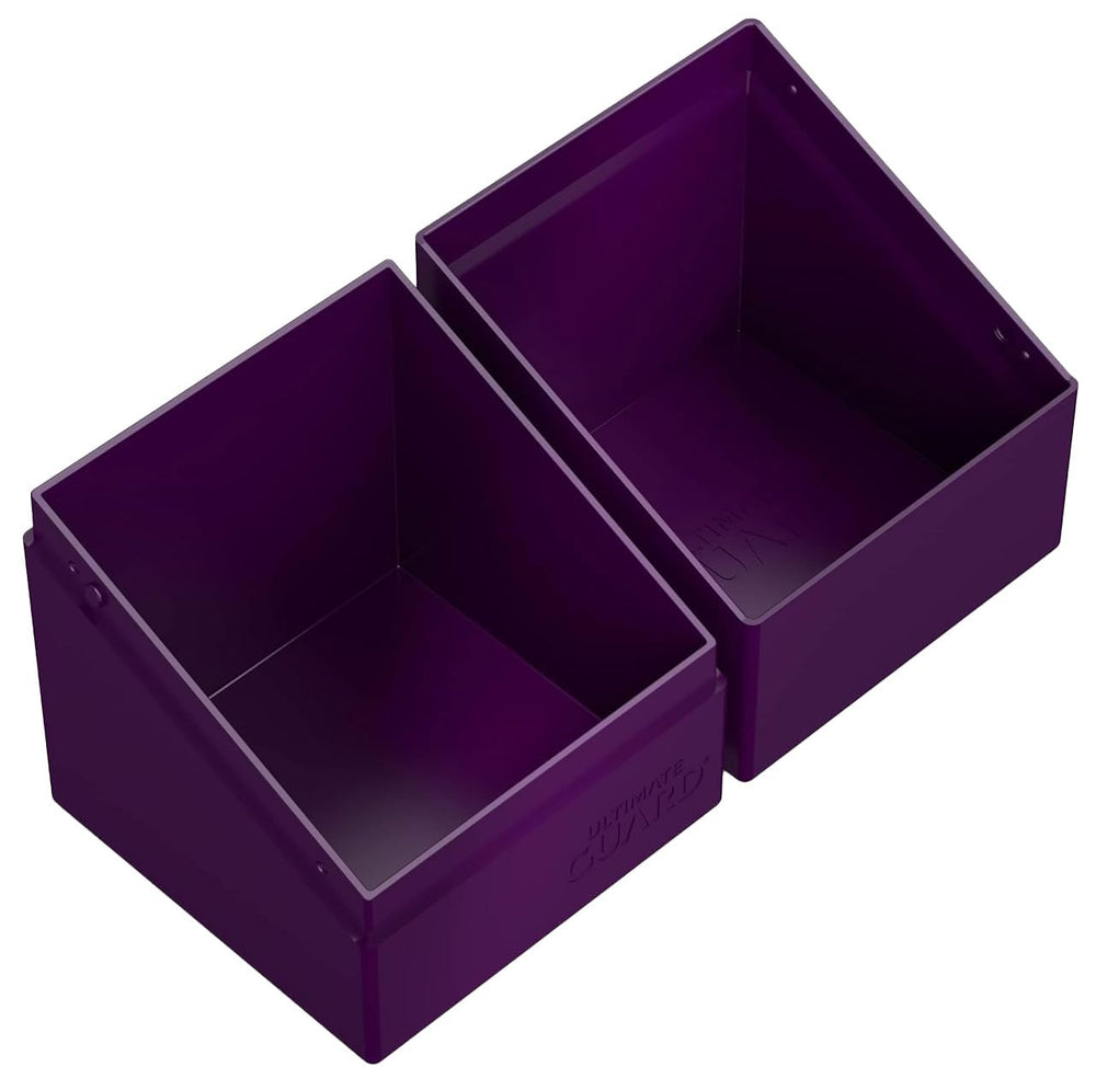 Open inside view of the Ultimate Guard Boulder Solid 100+ purple deck case