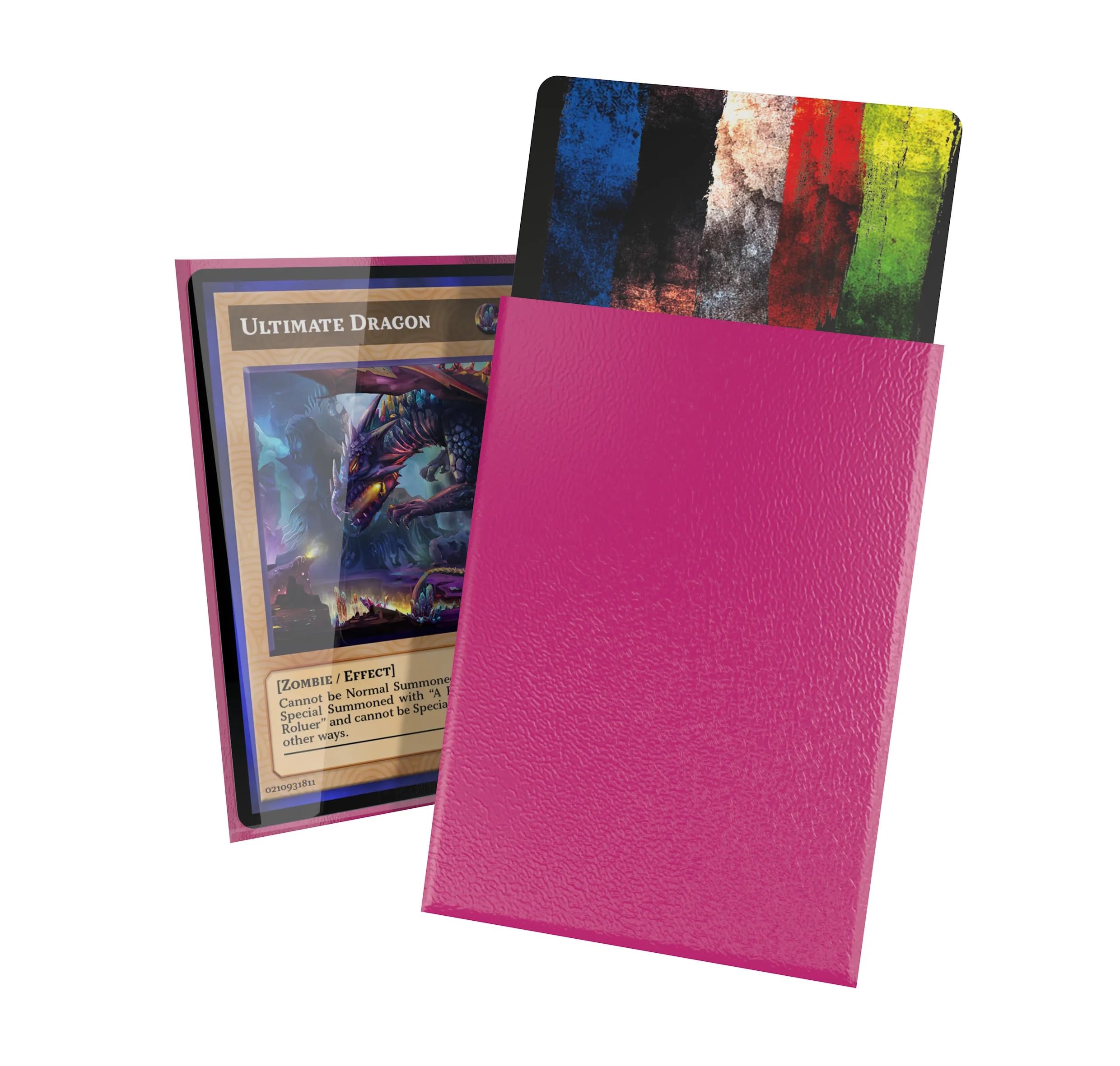 Ultimate Guard Cortex Outer Sleeves with pink back and glossy finish protect art