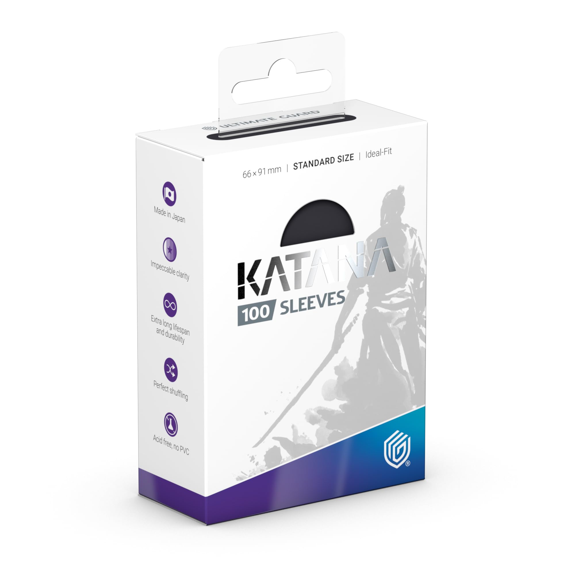 Ultimate Guard Katana sleeve Obsidian Shard front showcases crisp, high-clarity card visibility.