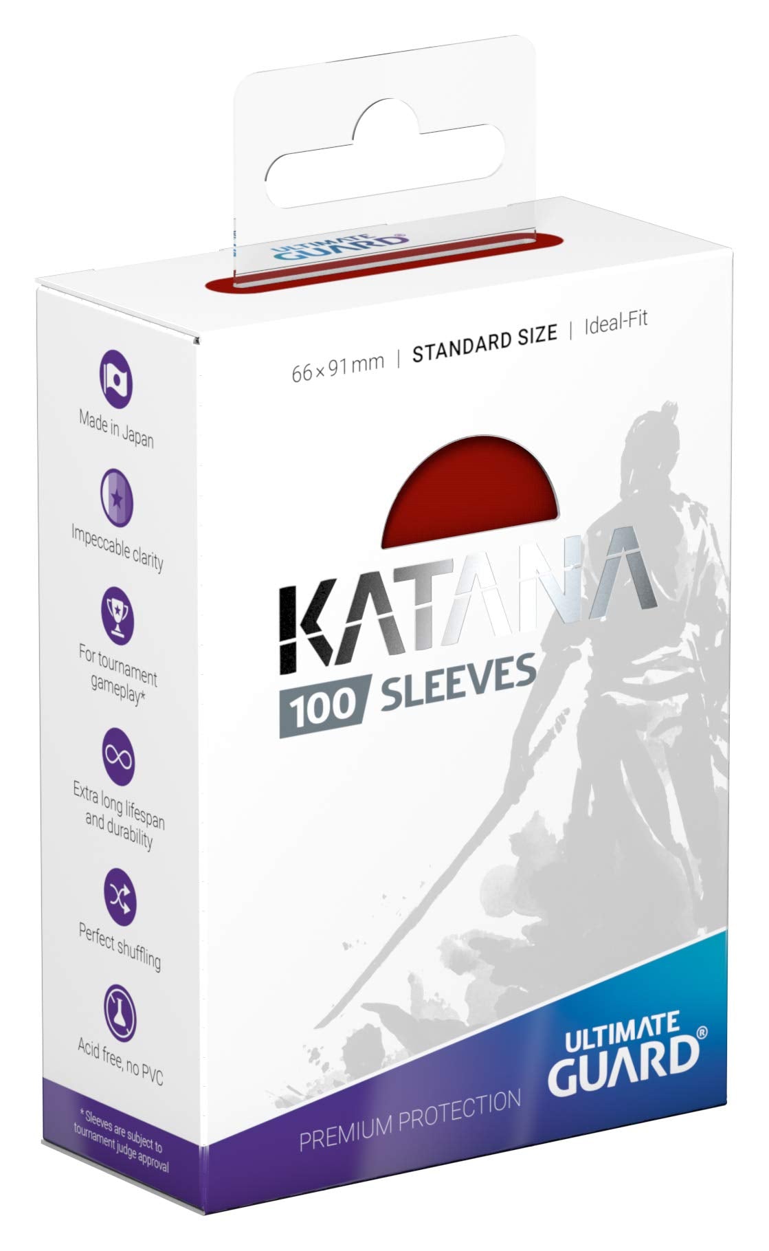 Close-up of Ultimate Guard Katana sleeves showing crystal clarity for cards
