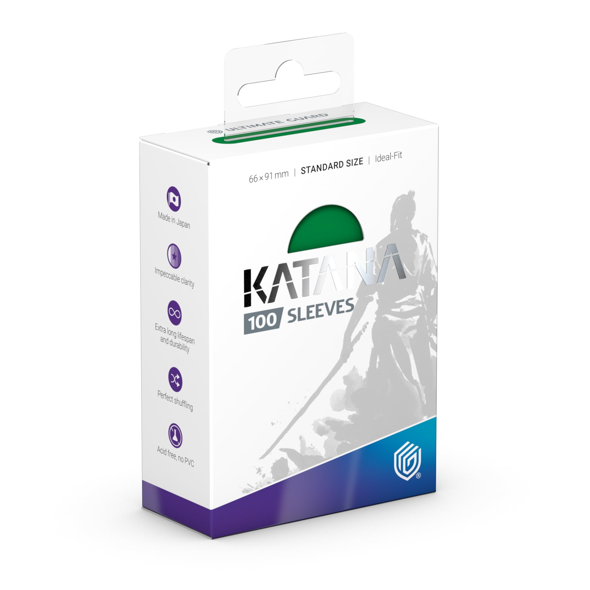 Ultimate Guard Katana sleeves showing tournament-grade clarity and durability.