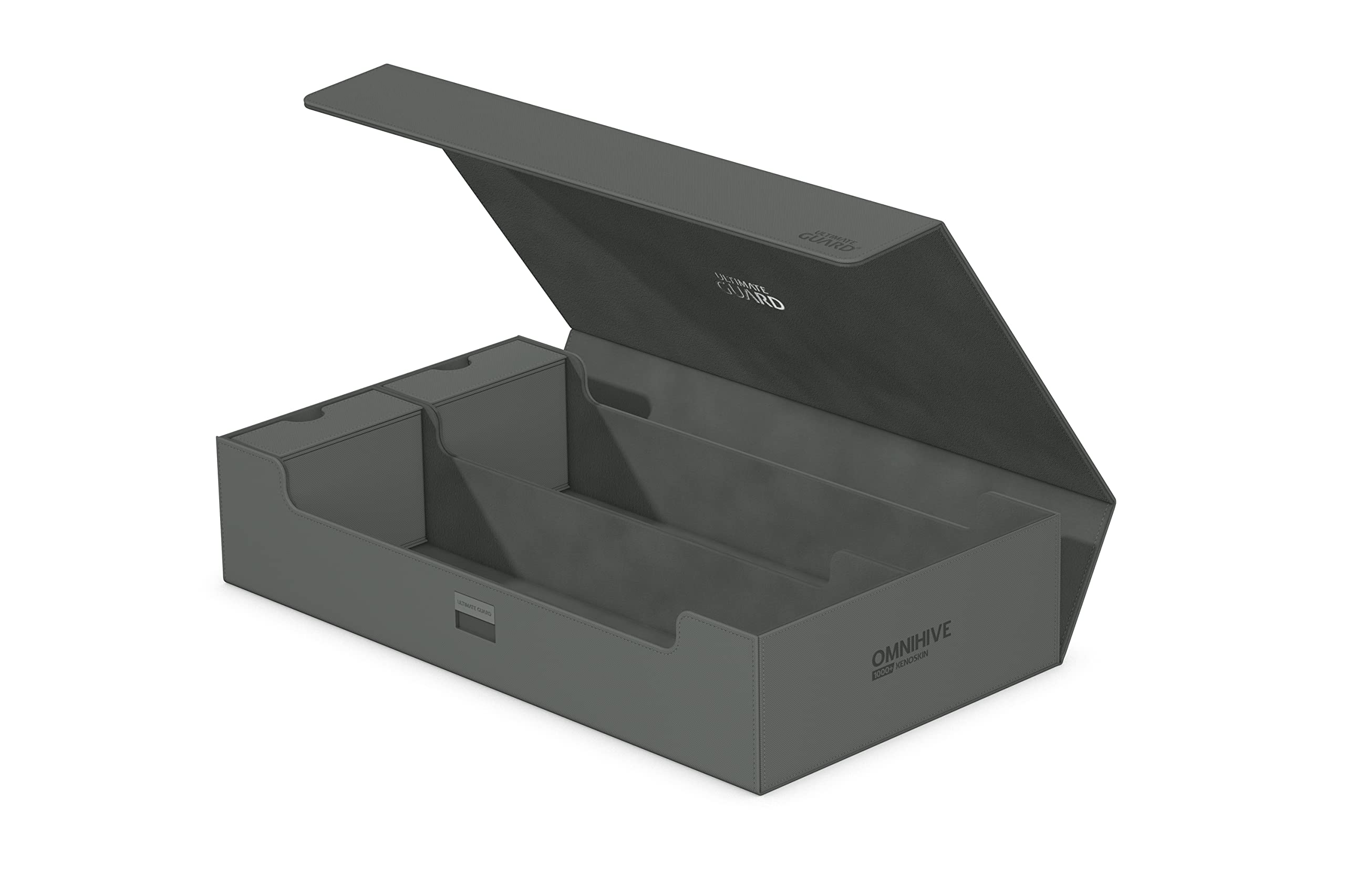 Two trays allow customized layout for accessories and cards.